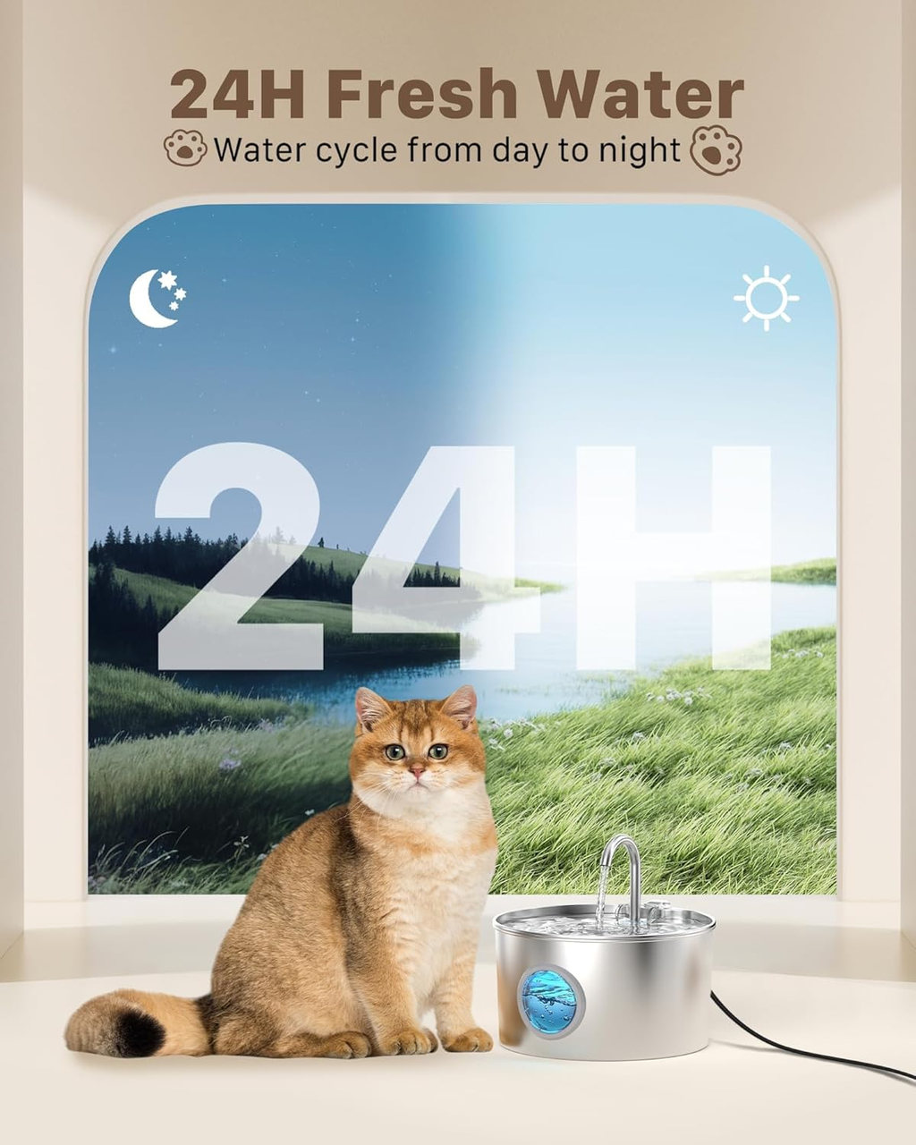 KABUKI PET | [#1 Recommended by Vets] Healthy Pets Water Fountain (2.2L) | Ultra Quiet Pet Water Fountain